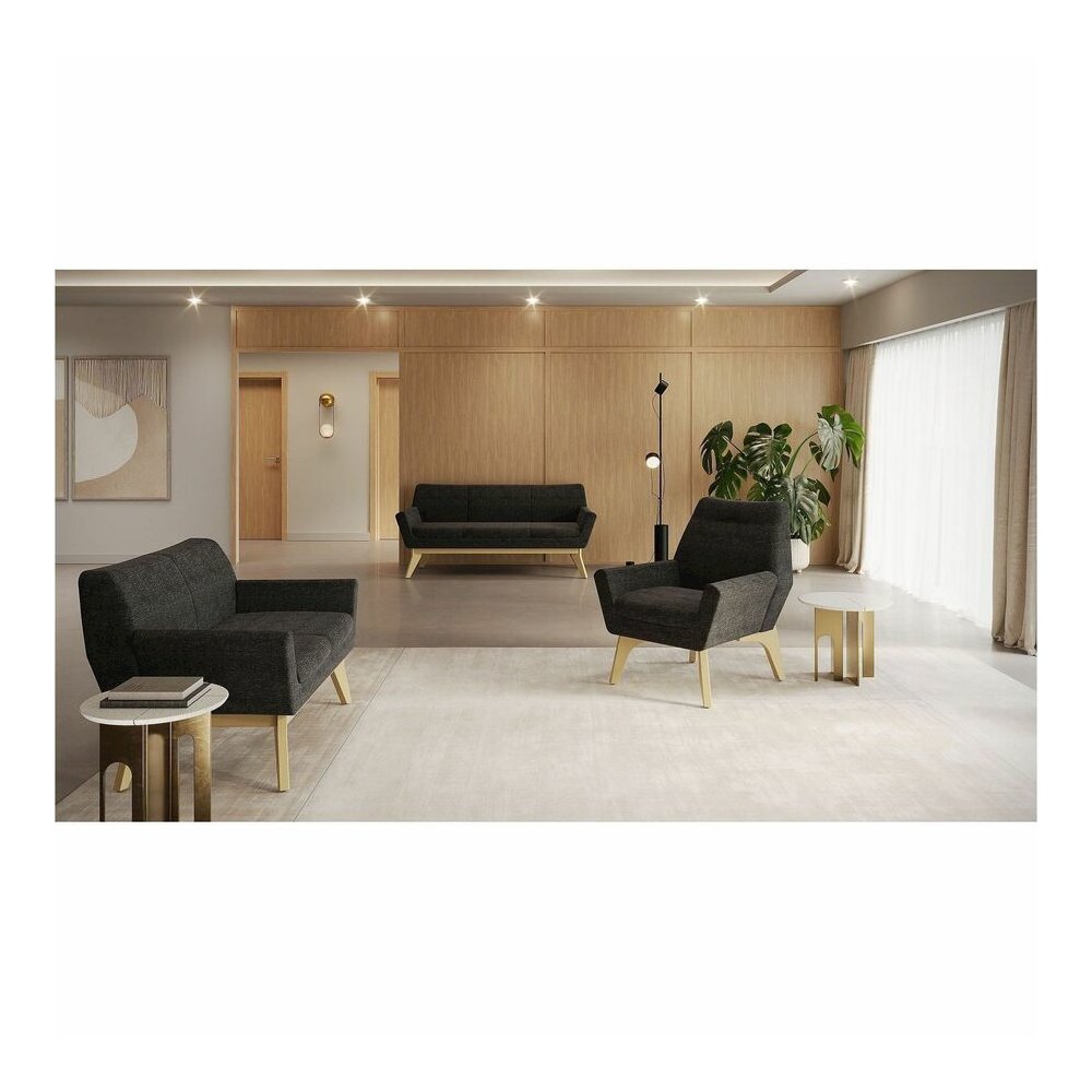 Lorell Quintessence Collection Sofa - 32.8" Height x 73.3" Width x 19.8" Length - Finish: Gray - Upholstered, Lumbar Support, Ergonomic Design, Padded Back, Padded Seat, Sturdy - For Reception Area, L. Picture 5