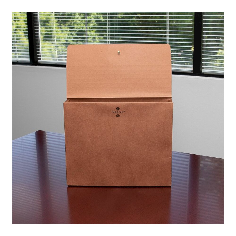 Business Source Letter Recycled File Wallet - 8 1/2" x 11" - 5 1/4" Expansion - Brown - Expandable Gusset, Tyvek Gusset, Tear Resistant, Durable, Flap and Cord Closure - 30% Recycled - 10 / Box. Picture 2