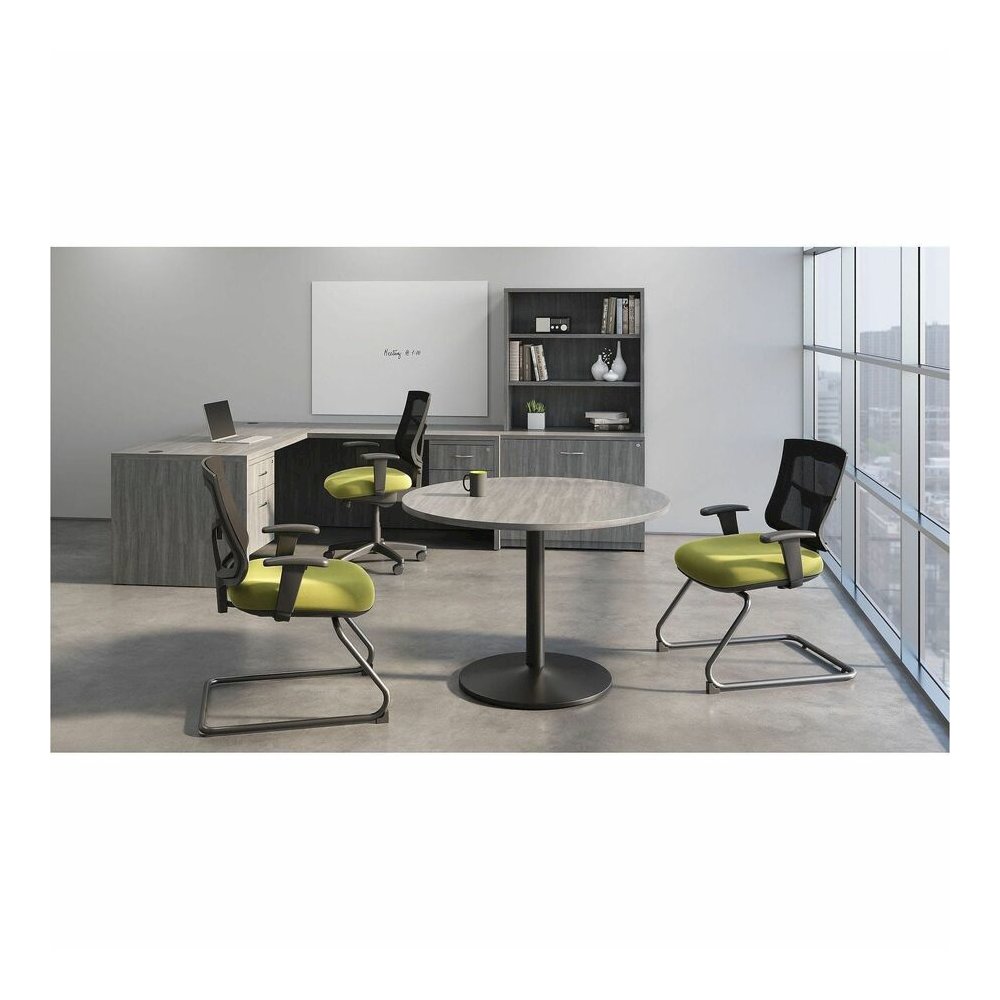 Lorell Essentials Series Return Shell - 29.5" Height x 48" Width x 24" Depth, 1" Thickness Top - Laminate, Weathered Charcoal Table Top - Modesty Panel, Grommet, Durable, Adjustable Floor Guide - 1 Ea. Picture 6