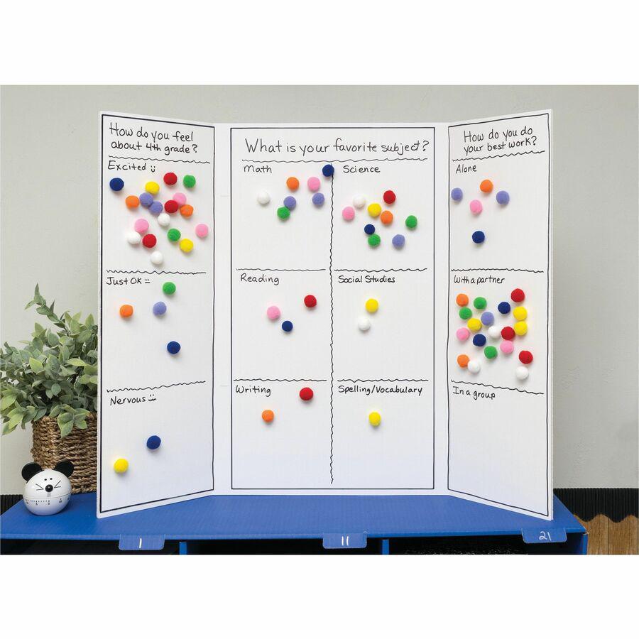 Creativity Street Peel-n-Stick Pom Pons - Project - 11.75"Height x 1.50"Width x 9.25"Length - 240 / Pack - White, Pink, Purple, Blue, Yellow, Orange, Green, Red - Plush. Picture 6