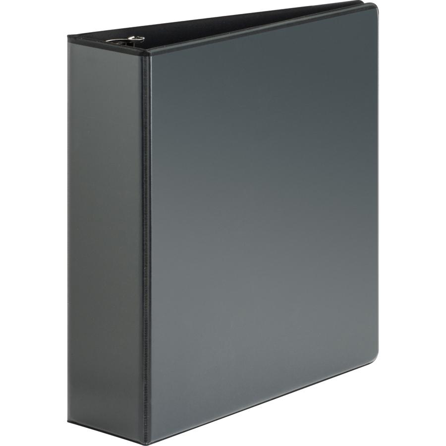 Business Source Heavy-duty View Binder - 3" Binder Capacity - Letter - 8 1/2" x 11" Sheet Size - 625 Sheet Capacity - Fastener: Round Ring - Pocket: 2, Internal - Polypropylene, Chipboard - Black - He. Picture 3