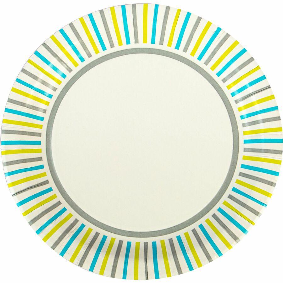 Genuine Joe 7" Printed Paper Plates - 125 / Pack - Disposable - 7" Diameter - Assorted - 4 / Carton. Picture 10