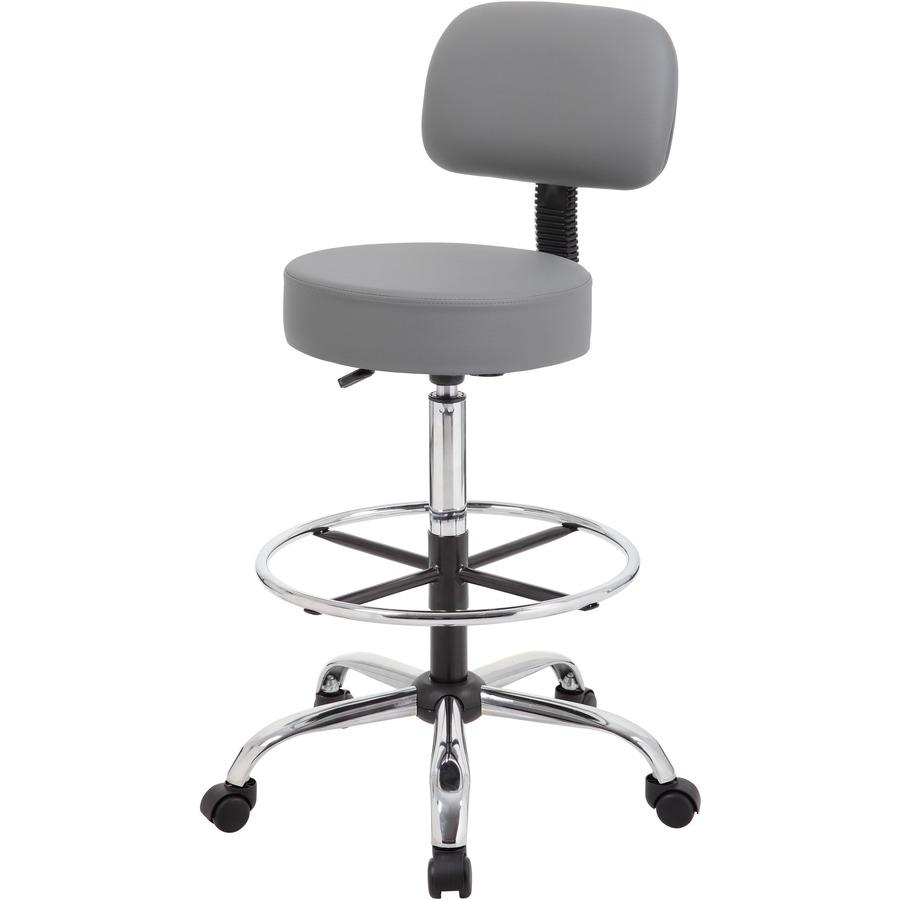 Boss B16245-GY Drafting Stool - Gray Vinyl, Foam Seat - Gray Vinyl, Plush Back - 5-star Base - 1 Each. Picture 10