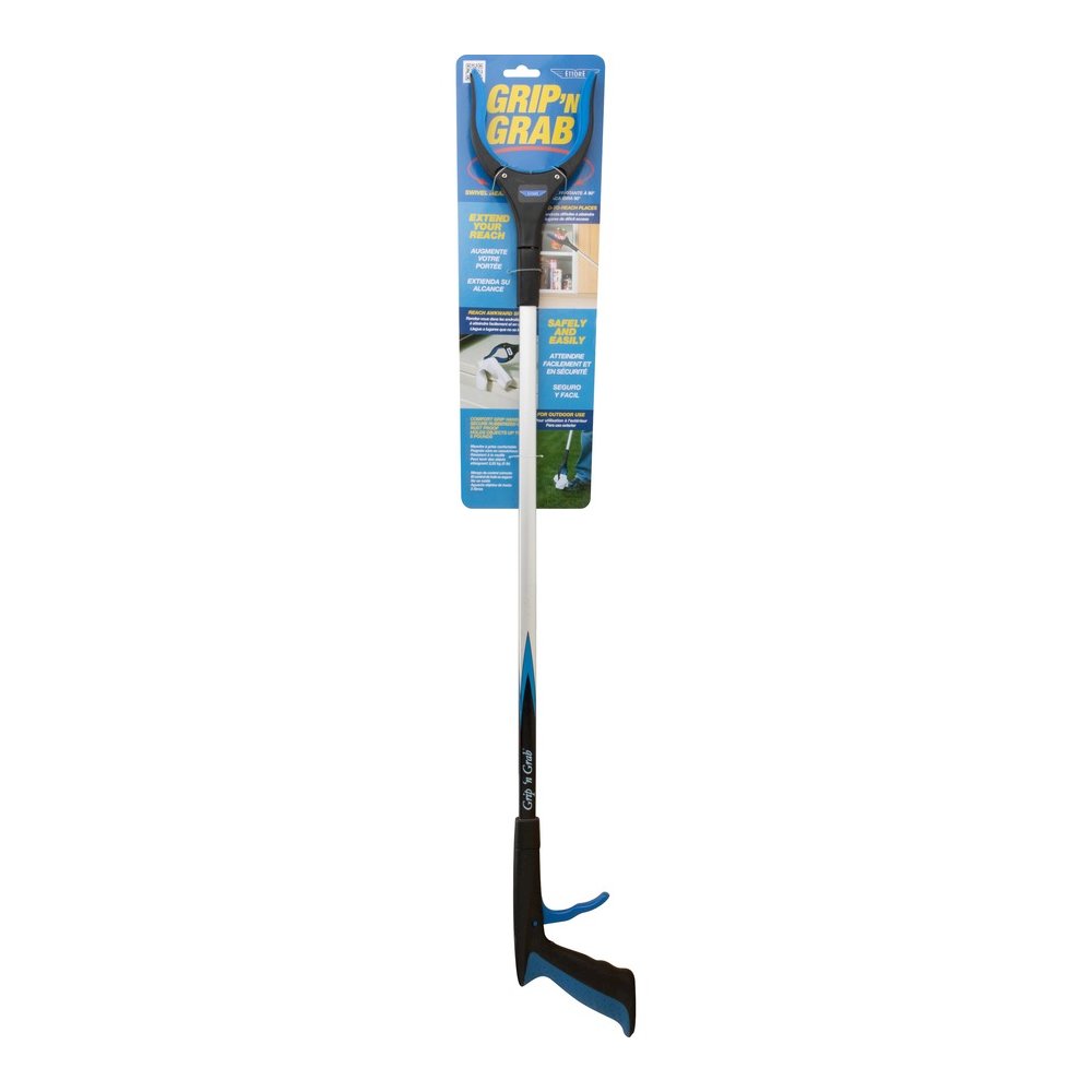 Ettore Grip 'n Grab Multipurpose Pickup Tool - 32" Reach - Lightweight, Rust Proof, Articulating Head, Comfortable Handle - Aluminum, Plastic, Rubber - Blue - 6 / Carton. Picture 2