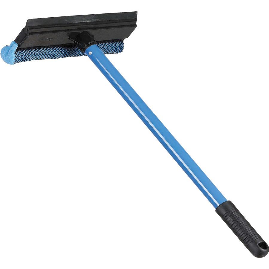 Ettore Auto Squeegee Scrubber - 8" Rubber Blade - 16" Aluminum Handle - Durable, Streak-free, Lightweight - Blue - 12 / Carton. Picture 2