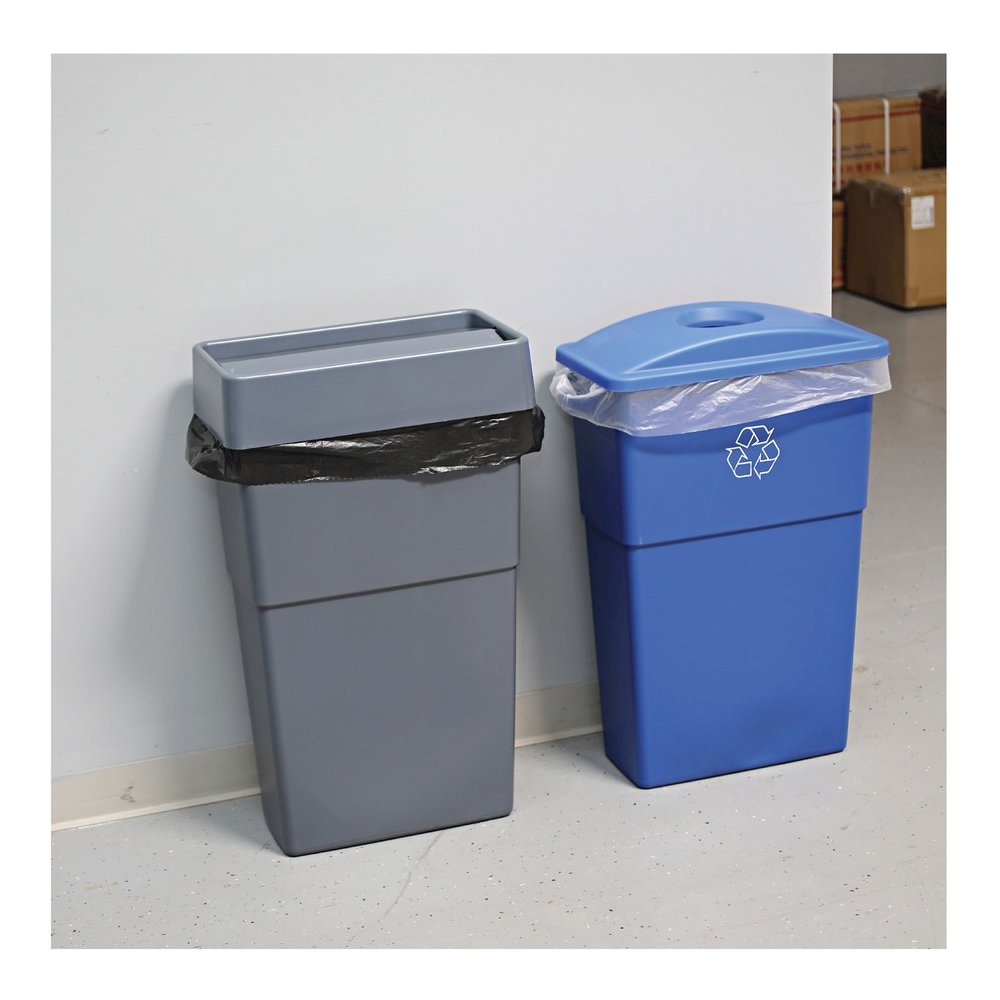 Genuine Joe 23-gallon Recycling Bin Round Cutout Lid - Round - Blue - 4 / Carton. Picture 5