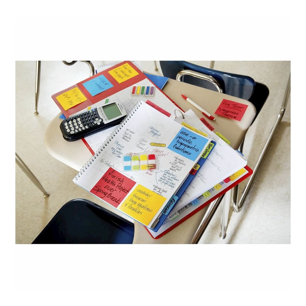 Post-it&reg; Super Sticky Notes Bus Cabinet Pack - 3" Flag/Note Width x 3" Flag/Note Length - Square - 70 Sheets per Pad - Iris, Electric Blue, Evergreen, Yellow, Candy Red - Sticky, Recyclable, Adhes. Picture 2
