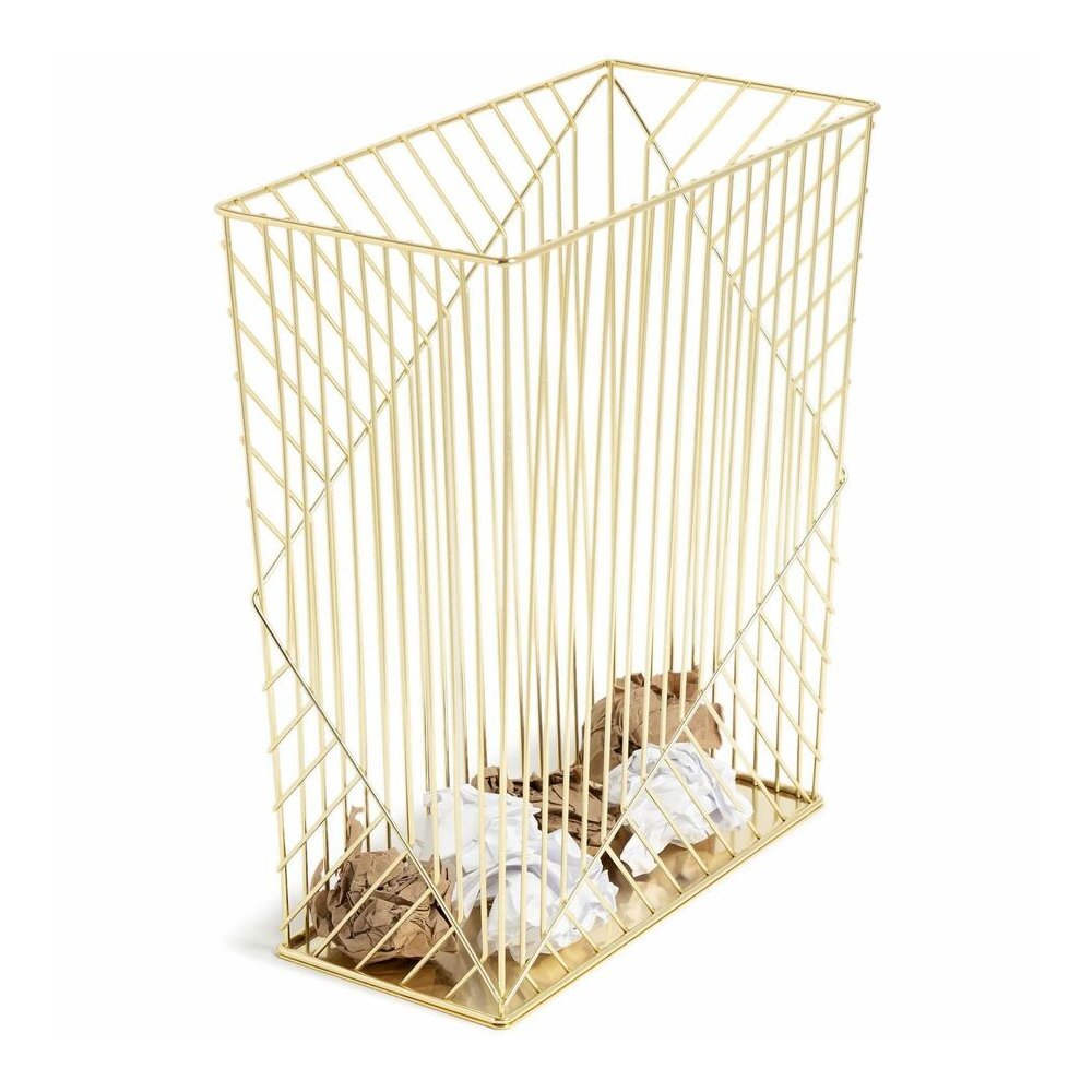 U Brands Vena Waste Basket - Sturdy, Lightweight - 6.1" Height x 12.2" Width - Metal Wire - Gold - 1 Each. Picture 4