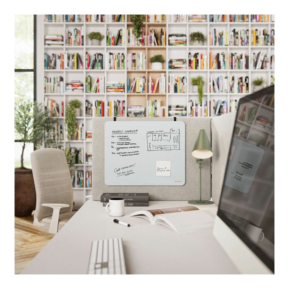 U Brands Magnetic Cubicle/Wall Glass Frameless Dry-Erase Board - 20" (1.7 ft) Width x 16" (1.3 ft) Height - Frosted White Tempered Glass Surface - Rectangle - Horizontal - Magnetic - 1 Each. Picture 4