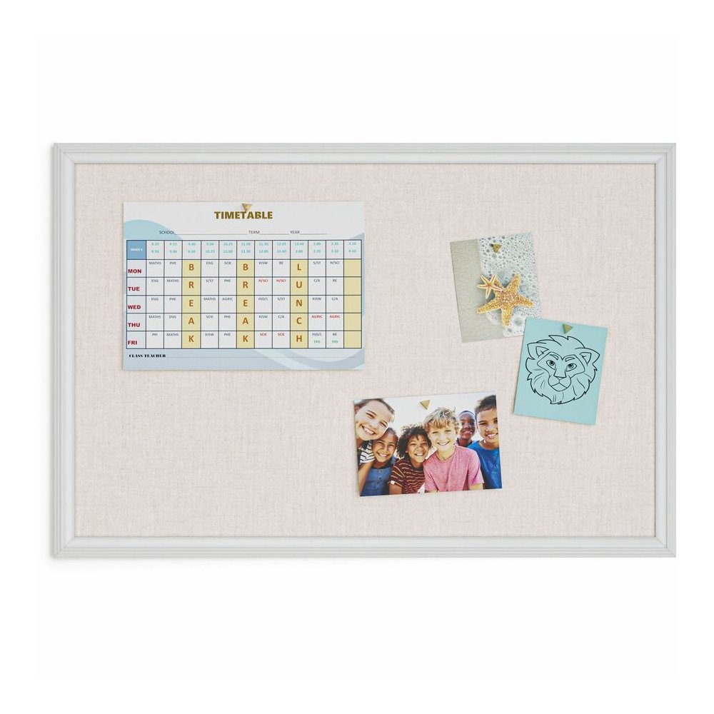 U Brands Linen Bulletin Board - 20" Board Height x 30" Board Width - Tan Cork Surface - Self-healing, Durable, Mounting System - White Wood Frame - 1 Each. Picture 3