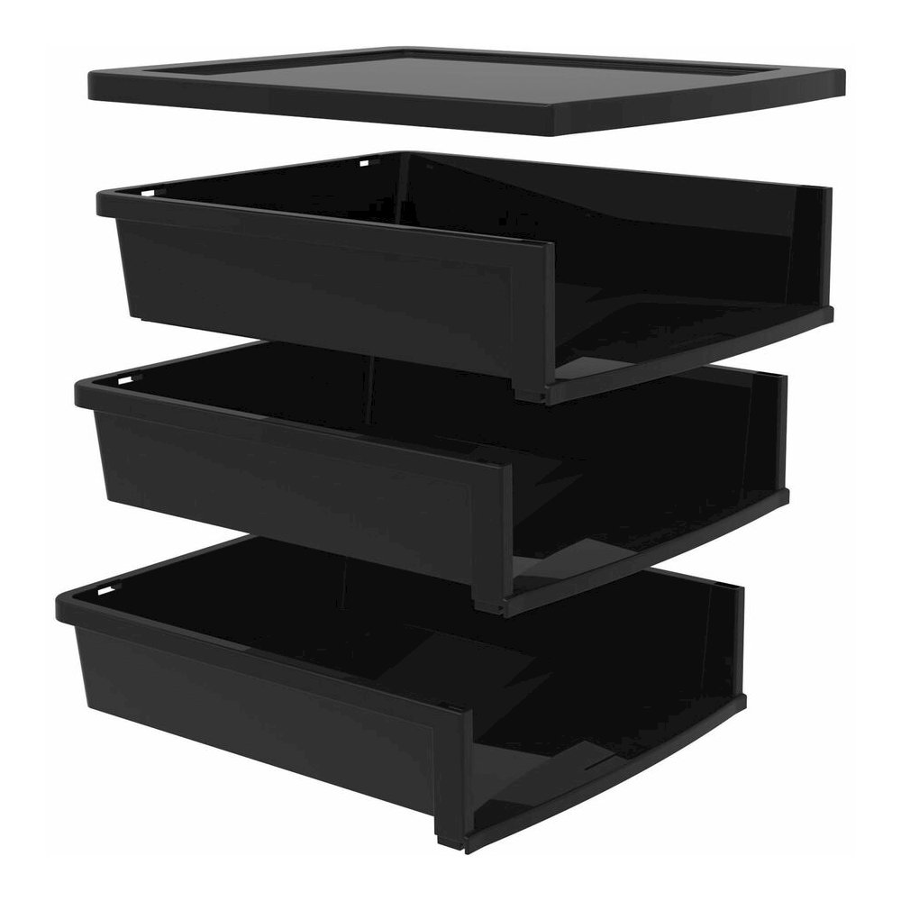 Storex Quick Stack Construction Paper Sorter - 500 x Sheet - 3 Compartment(s) - 8.40" Height x 11.25" Width x 13" Length - Black - Plastic - 1 Each. Picture 5