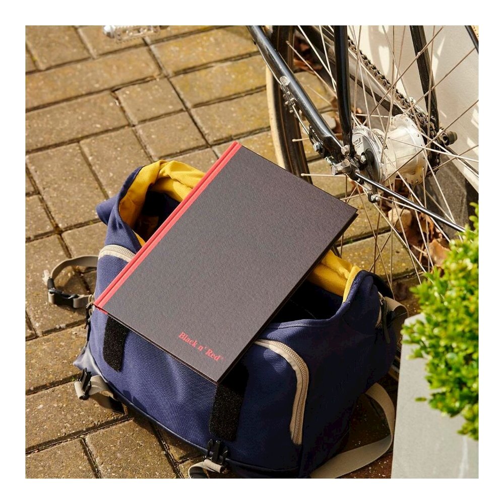 Black n' Red Casebound Hardcover Notebook 3-pack - Case Bound - 12" Height x 8.5" Width x 1.7" Length - Matte Cover - Hard Cover, Bleed Resistant, Ribbon Marker - 3 / Pack. Picture 5