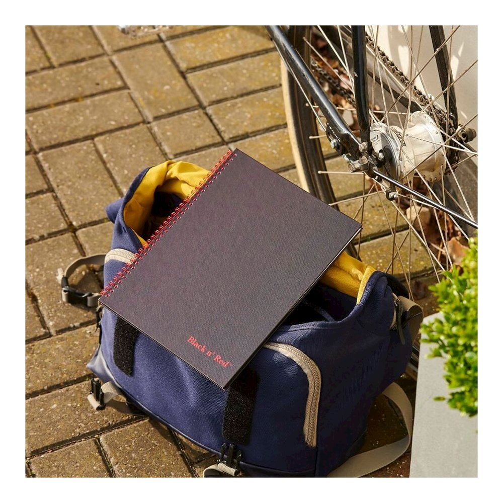 Black n' Red Hardcover Twinwire Business Notebook - Twin Wirebound - 12" Height x 8.5" Width x 1.7" Length - Matte Cover - Perforated, Bleed Resistant - 3 / Pack. Picture 4