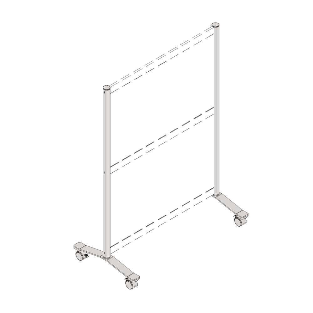 Lorell Adaptable Panel Legs for 50"H Configuration - 18.75" Width x 2" Depth x 48.37" Height - Caster - Aluminum - Silver - 1 Set. Picture 8