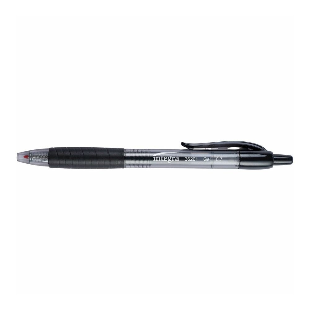 Integra Retractable 0.7mm Gel Pen - Retractable - Black Ink - Gel-based - Black Barrel - 1 Dozen. Picture 4