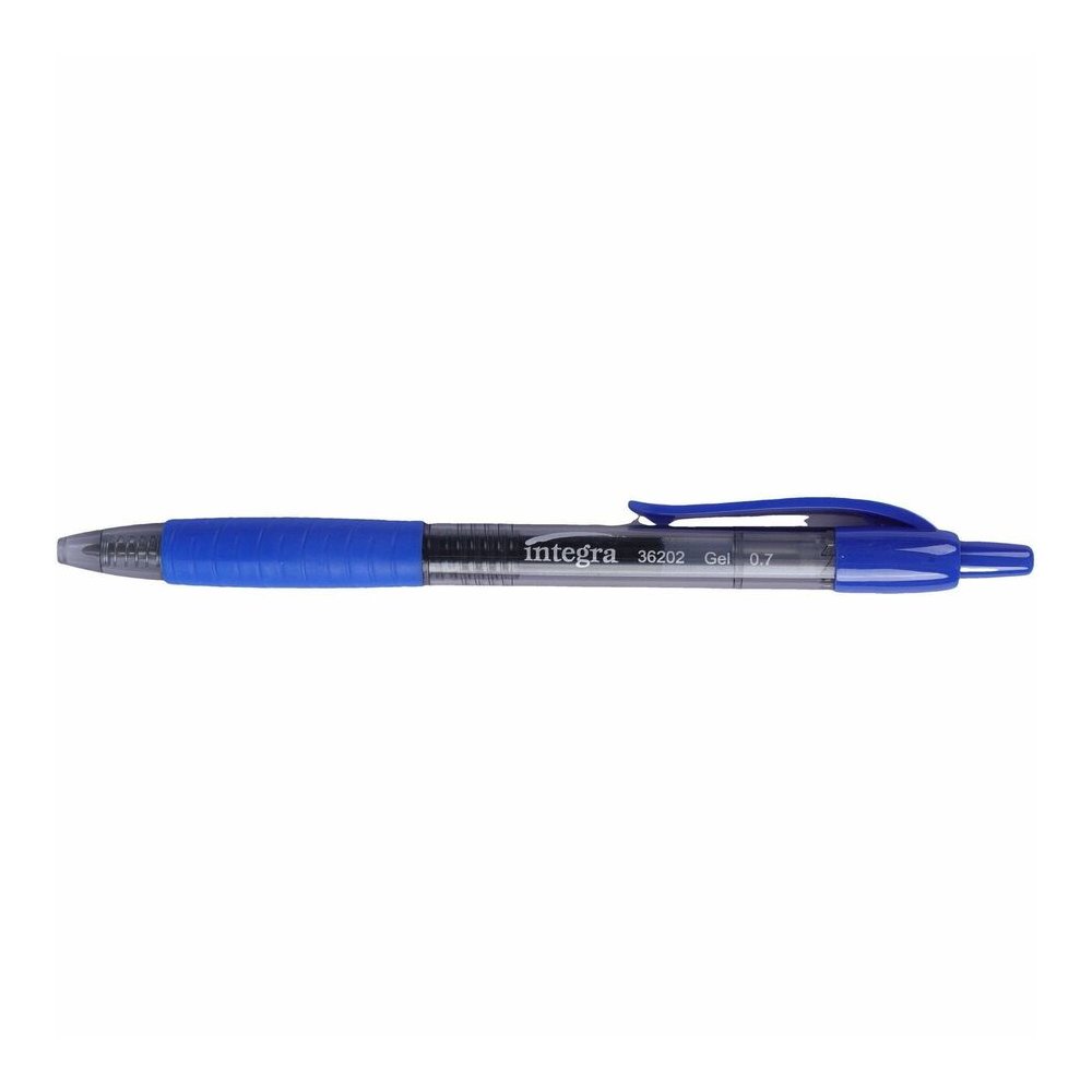 Integra Retractable 0.7mm Gel Pen - Retractable - Blue Ink - Gel-based - Blue Barrel - 1 Dozen. Picture 4
