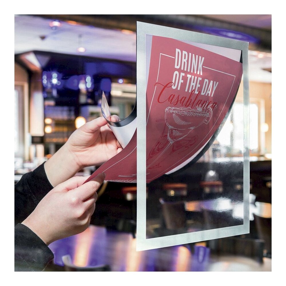 DURABLE The Infoframe - Glass-mountable, Window-mountable - Removable, Both Sides Display, Sturdy, UV Resistant, Heat Resistant, Repositionable - Information, Advertising - 2 / Pack. Picture 4