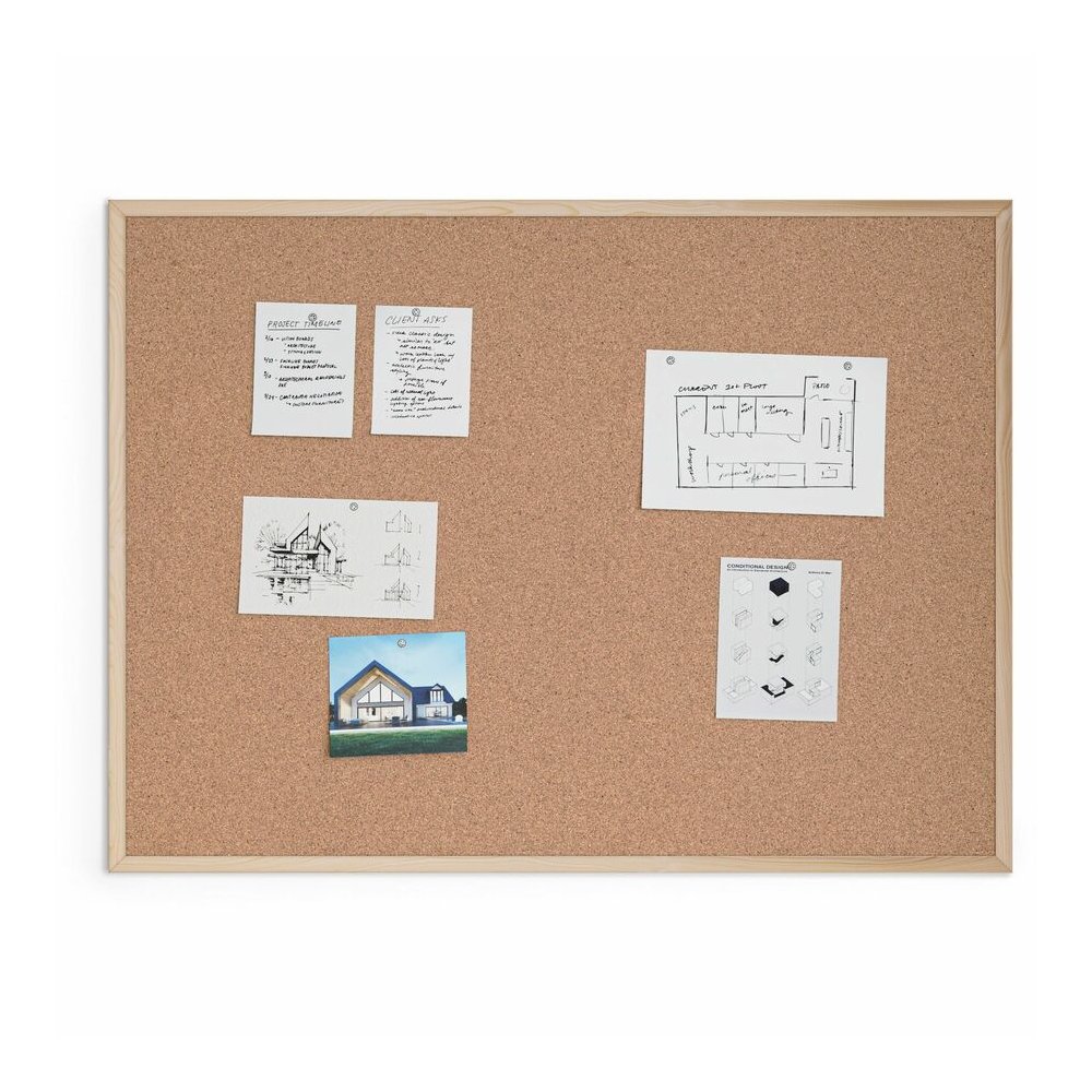 U Brands Cork Bulletin Board - 36" Board Height x 48" Board Width - Natural Cork Surface - Self-healing, Durable, Mounting System, Tackable - Birch Wood Frame - 1 Each. Picture 5