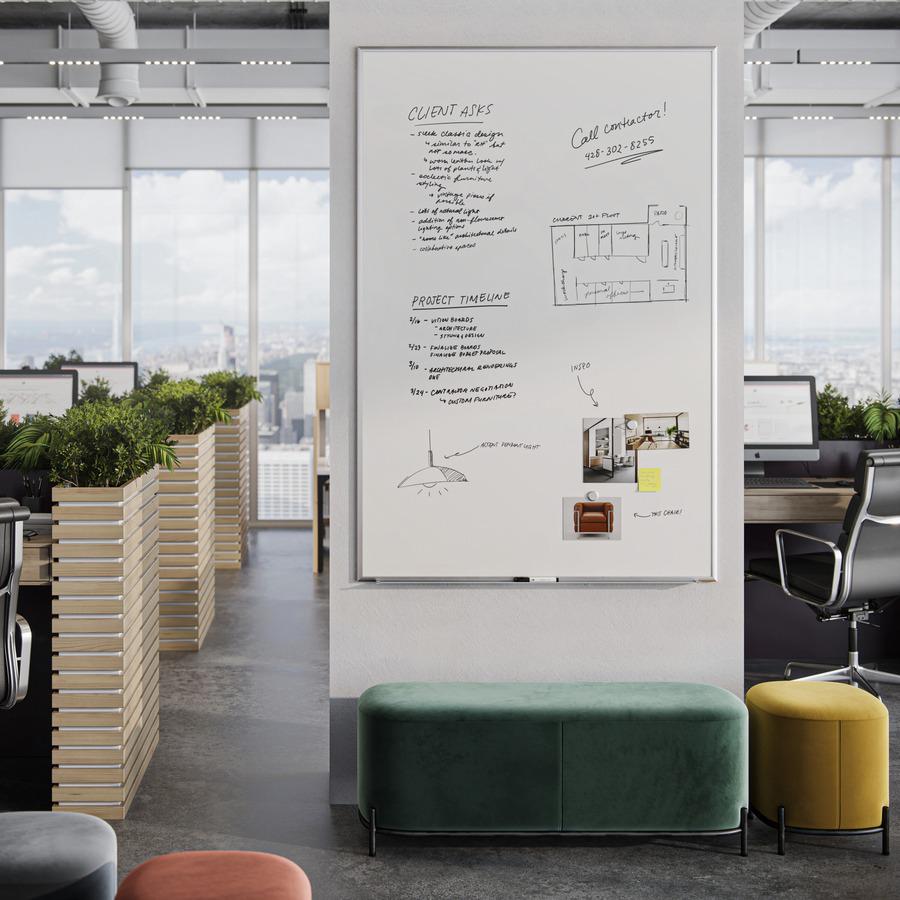 U Brands Magnetic Dry-Erase Board - 72" (6 ft) Width x 48" (4 ft) Height - White Painted Steel Surface - Silver Aluminum Frame - Rectangle - Horizontal/Vertical - Magnetic - 1 Each. Picture 9