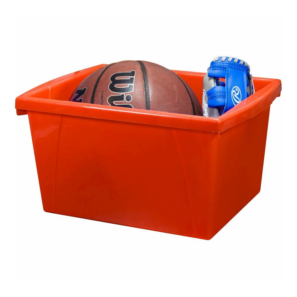 Storex 4-gallon Storage Bin - 7.87" Height x 11.25" Width x 13.63" Length - Handle, Impact Resistant, Sturdy, Drop Resistant - Assorted Bright - Plastic - 1 Each. Picture 3