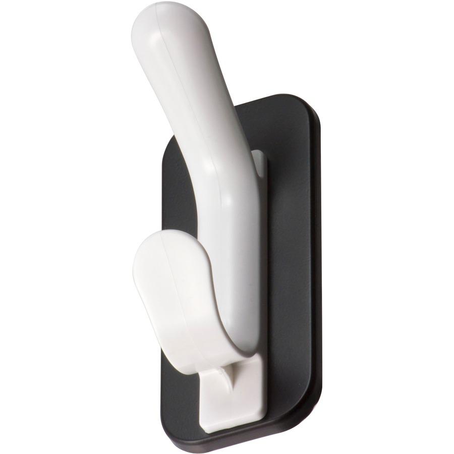 Lorell Magnetic Double Coat Hook - for Coat, Clothes - Plastic - White - 1 Each. Picture 5