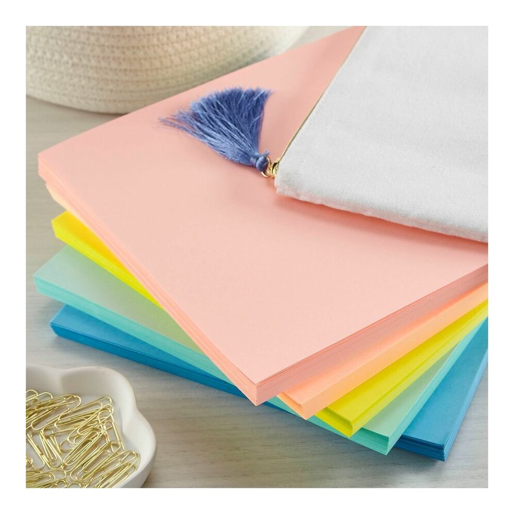 Neenah Cardstock Sprinkle Assortment - Letter - 8 1/2" x 11" - 65 lb Basis Weight - Heavyweight, Acid-free, Lignin-free - Merry Mint, Lift-off Lemon, Bubble Gum, Punchy Peach, Lunar, Blue - 1 Pack. Picture 2