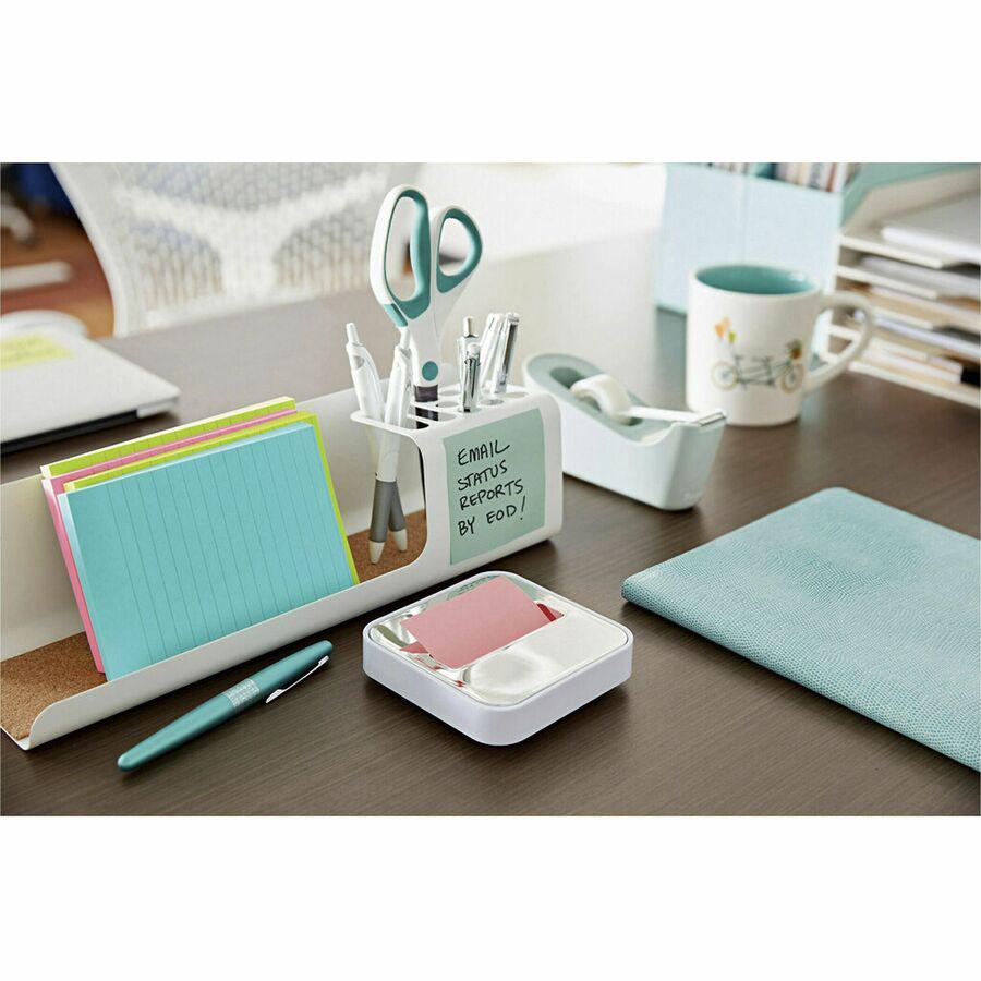 Post-it&reg; Greener Dispenser Notes - 3" Flag/Note Width x 3" Flag/Note Length - Square - 100 Sheets per Pad - Positively Pink, Fresh Mint, Moonstone - Paper - Self-stick, Removable, Recyclable, Pop-. Picture 6