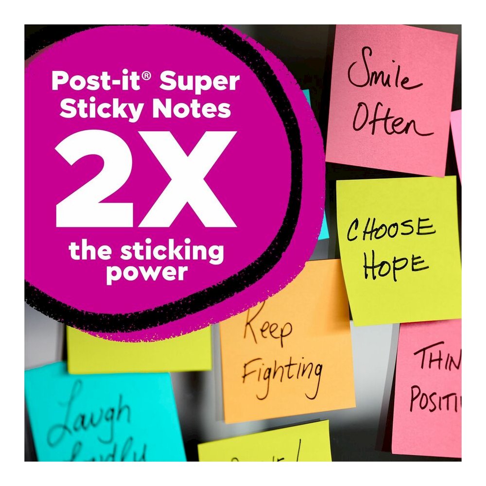 Post-it&reg; Super Sticky Dispenser Notes - Supernova Neons Color Collection - 3" Flag/Note Width x 3" Flag/Note Length - Square - 90 Sheets per Pad - Aqua Splash, Acid Lime, Guava - Paper - Super Sti. Picture 7
