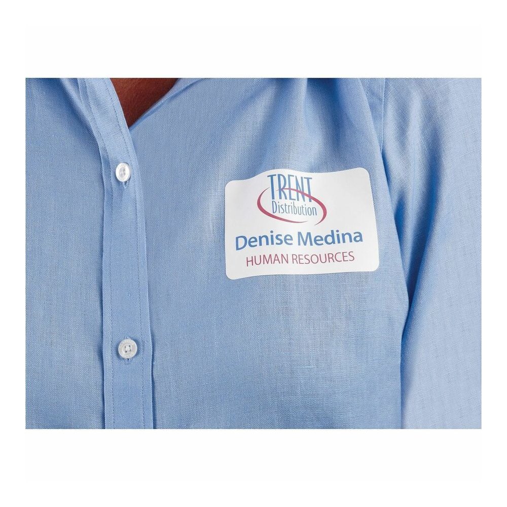 Avery&reg; Flexible Name Badges, 2-1/3" x 3-3/8" , Matte, 80ct (25395) - x 2 21/64" Width x 3 3/8" Length - Removable Adhesive - Rectangle - Inkjet, Laser - Matte - White - Film - 8 / Sheet - 10 Total. Picture 6