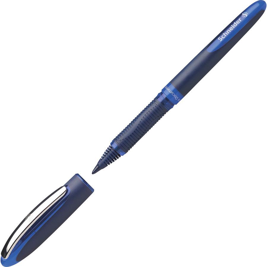 Schneider One Business Rollerball - Blue Ink - Blue, Dark Blue Barrel - 10 / Pack. Picture 6