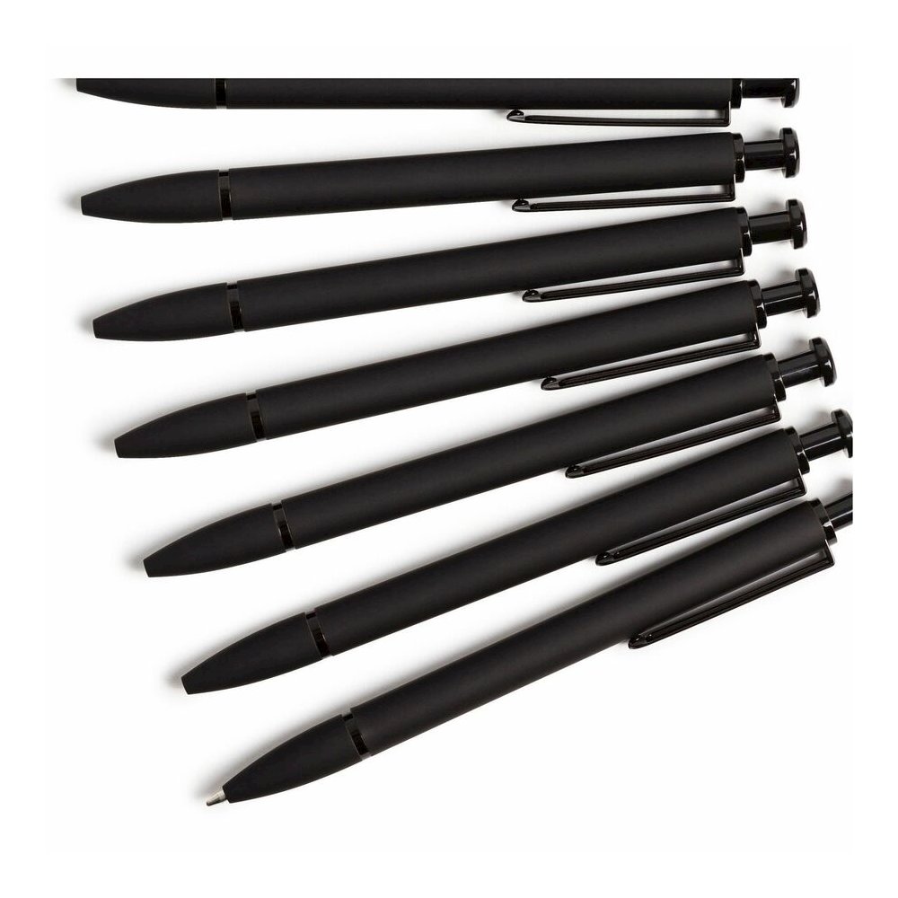 U Brands Monterey Soft Touch Ballpoint Pens - Retractable - Black Ink - Matte Midnight Black Metal Barrel - 12 / Pack. Picture 2
