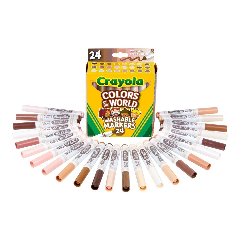 Crayola Colors Of The World Marker - Washable - Deepest Almond, Medium Golden, Light Rose Ink - 24 / Pack. Picture 2