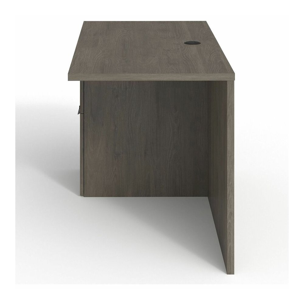 Lorell Prominence 2.0 Left Return - Rectangle - 29" Height x 48" Width x 24" Depth, 1" Thickness Top - Total Drawer(s): 2 - Band Edge - Material: Particleboard - Finish: Gray Elm, Thermofused Melamine. Picture 5