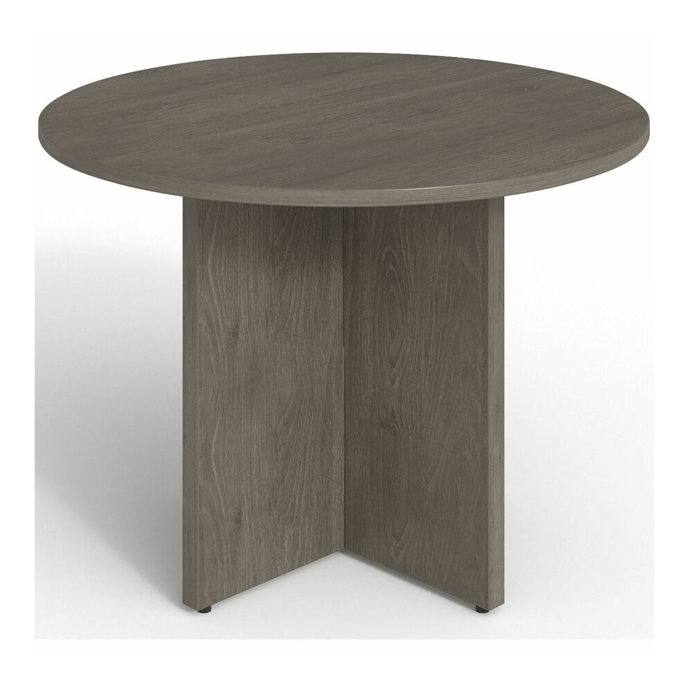 Lorell Prominence 2.0 Round Laminate Conference Table - Round - 29" Height42" Diameter, 1" Thickness Top - Material: Particleboard - Finish: Gray - Durable, Laminated, Mar Resistant, Burn Resistant, I. Picture 5