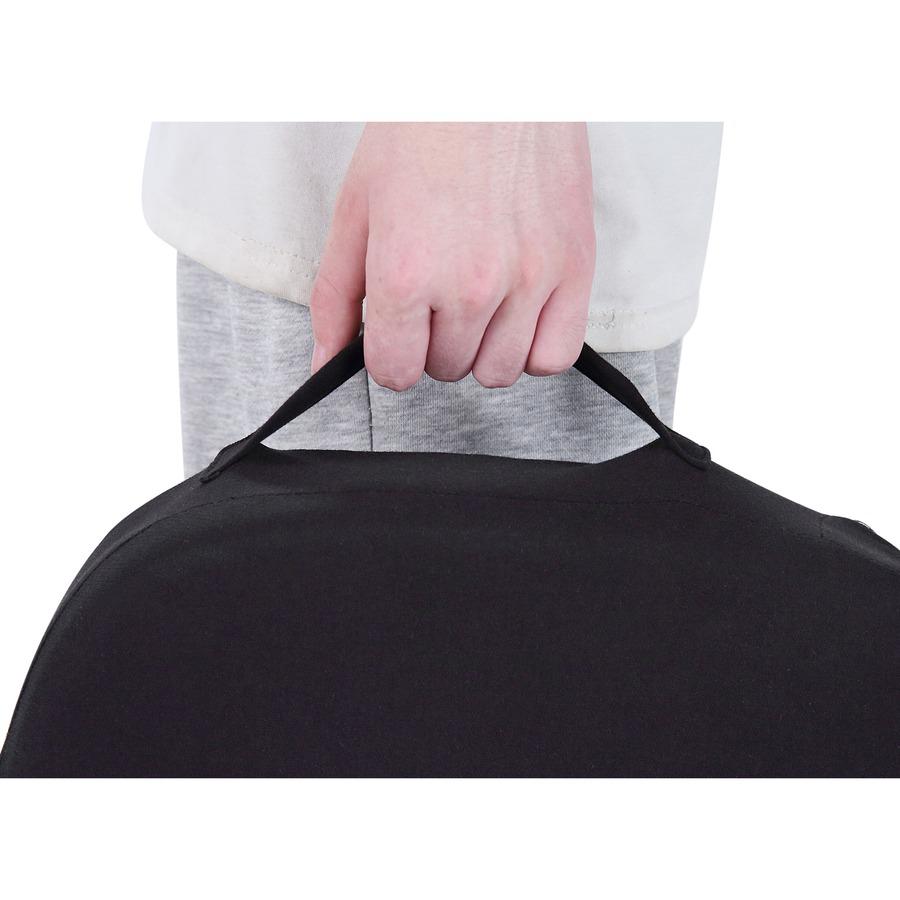 Lorell Butterfly-Shaped Seat Cushion - 17.50" x 15.50" - Fabric, Memory Foam, Silicone - Butterfly - Comfortable, Ergonomic Design, Durable, Machine Washable, Zippered, Anti-slip - Black - 1 Each. Picture 6