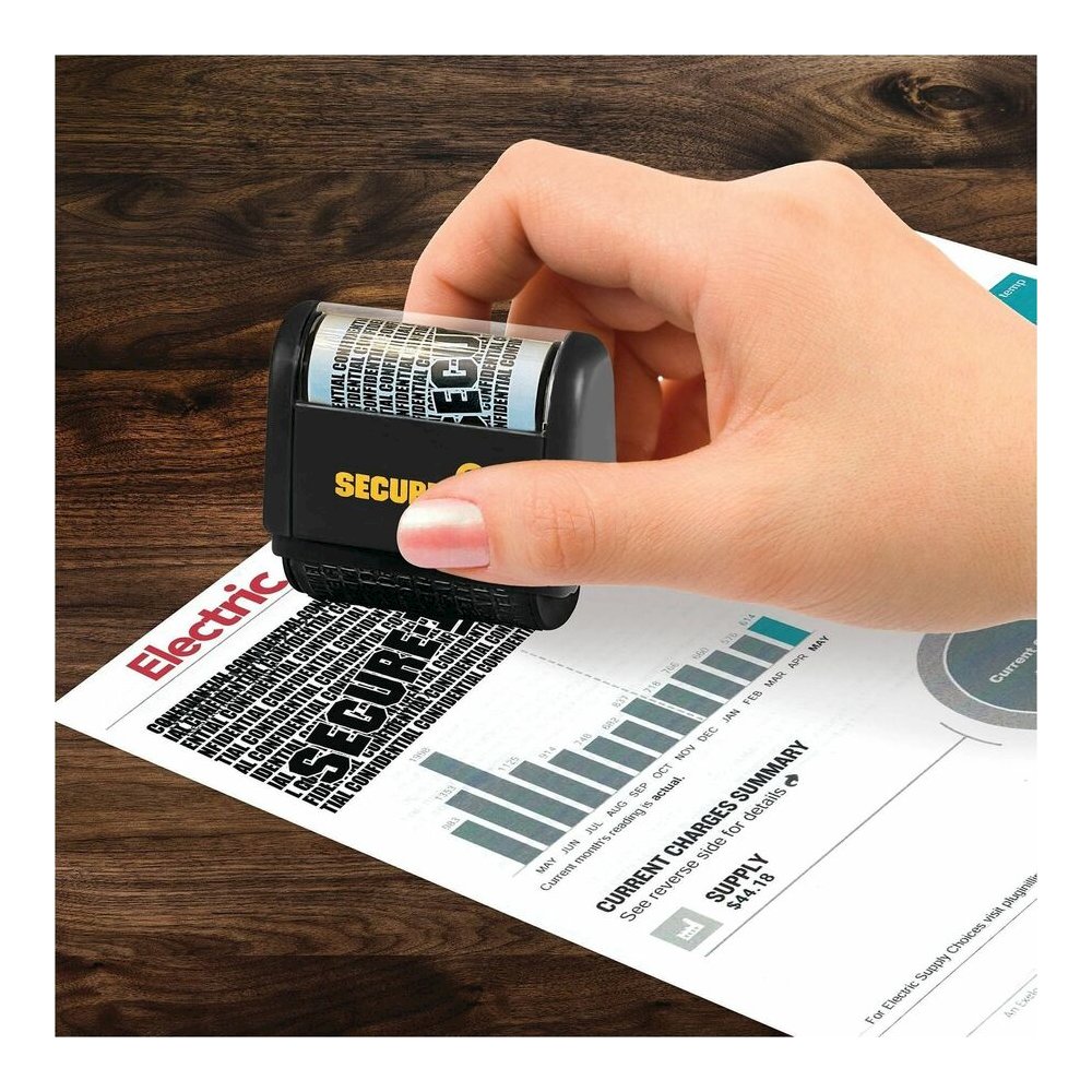 Cosco Secure-I-D Personal Security Roller Stamp - CONFIDENTIAL - 1.50" Impression Length - Black - 1 Each. Picture 2