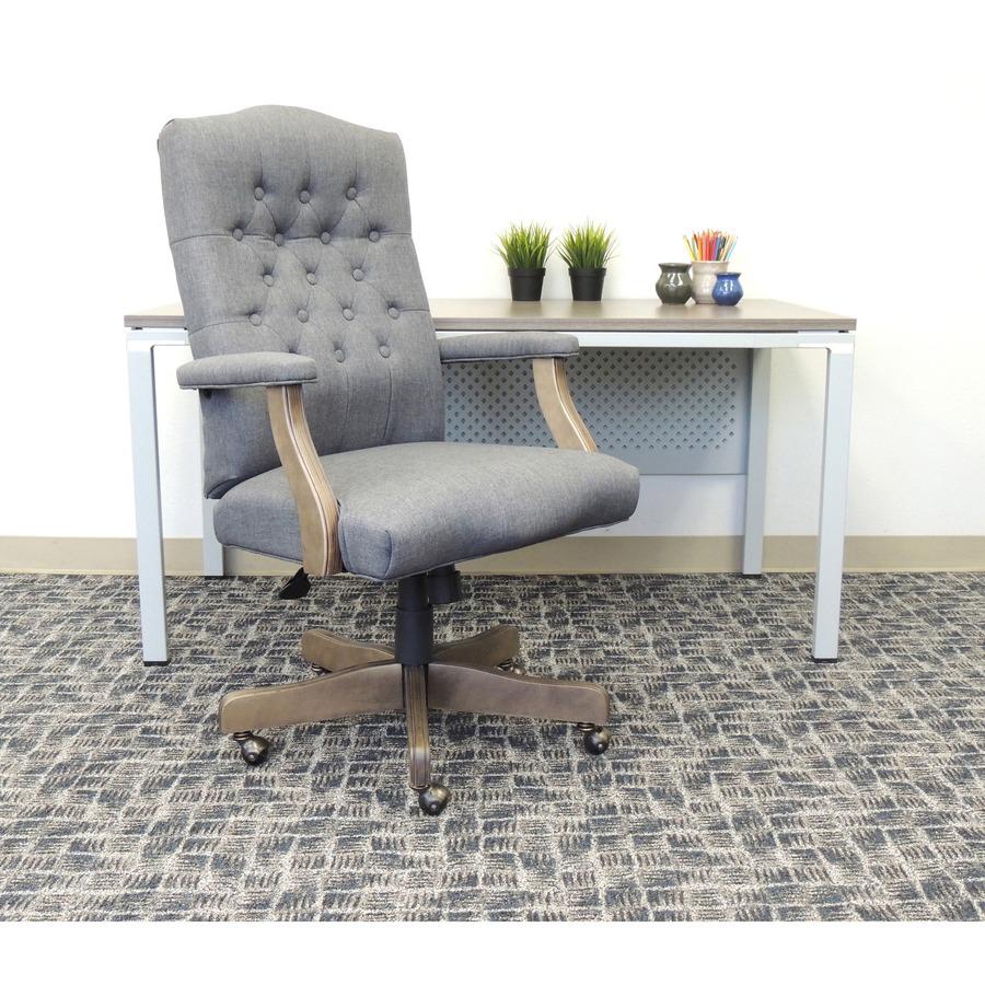 Boss Executive Commercial Linen Chair - Slate Gray Linen Seat - Slate Gray Linen Back - Driftwood Frame - Mid Back - 5-star Base - Armrest - 1 Each. Picture 7