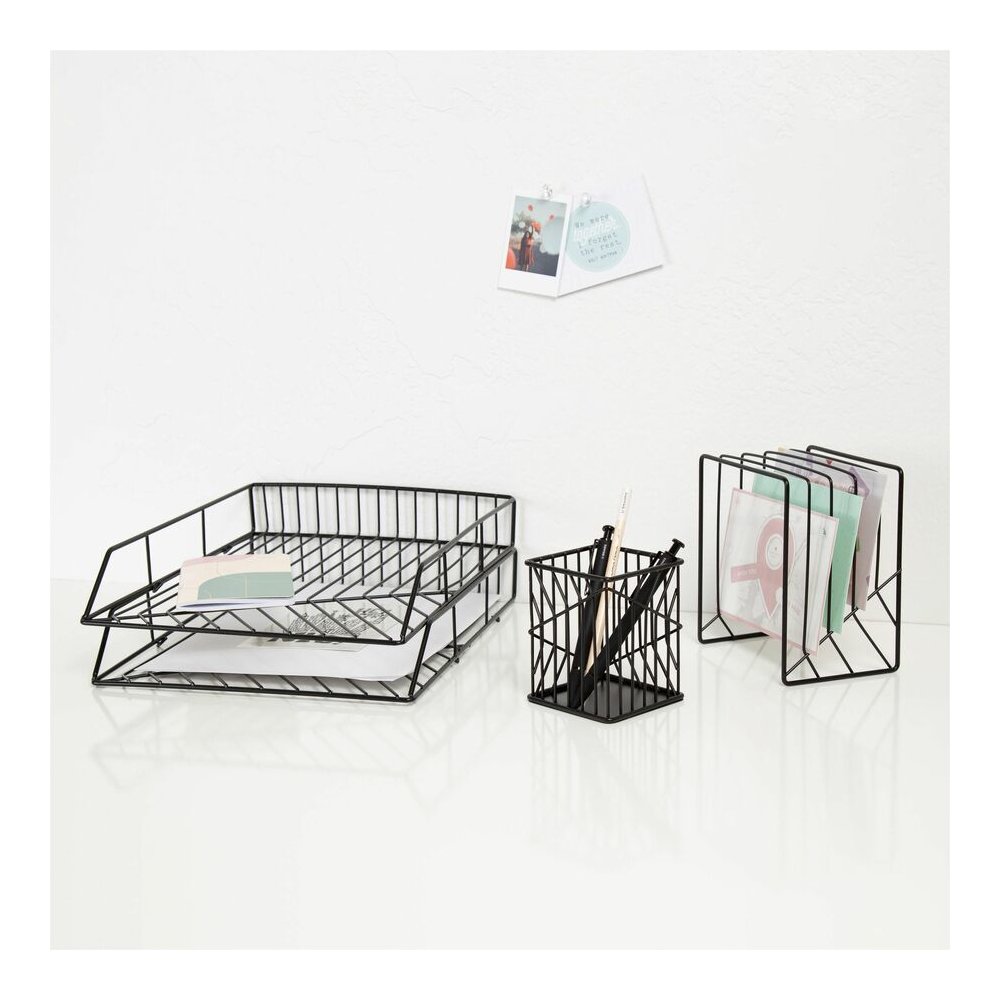 U Brands Vena Desktop Organization Kit - Metal - Black - 1 Each. Picture 3