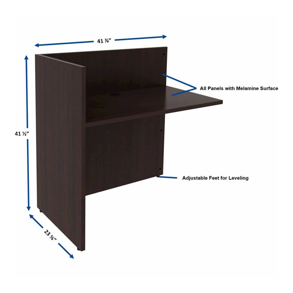 Lorell Essentials Series Reception Return - 41.5" Height x 42" Width x 24" Depth - Material: Laminate - Finish: Espresso - 1 Each. Picture 4