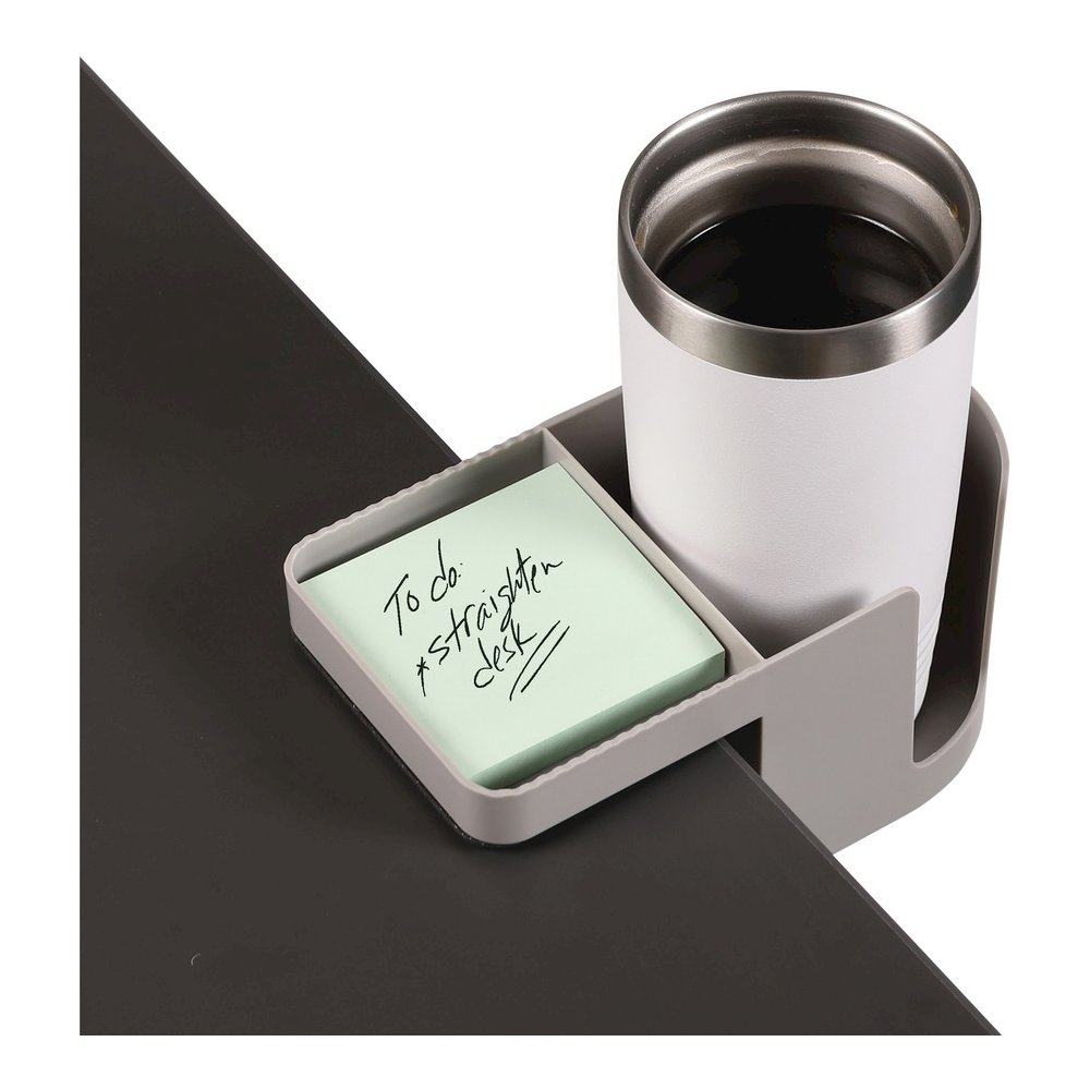 Deflecto Standing Desk Cup Holder - 3.54" Height x 3.94" Width x 7.04" Depth - Cup Holder, Durable, Spill Resistant, Portable, Spring Loaded - Gray - Acrylonitrile Butadiene Styrene (ABS) - 1 Each. Picture 5