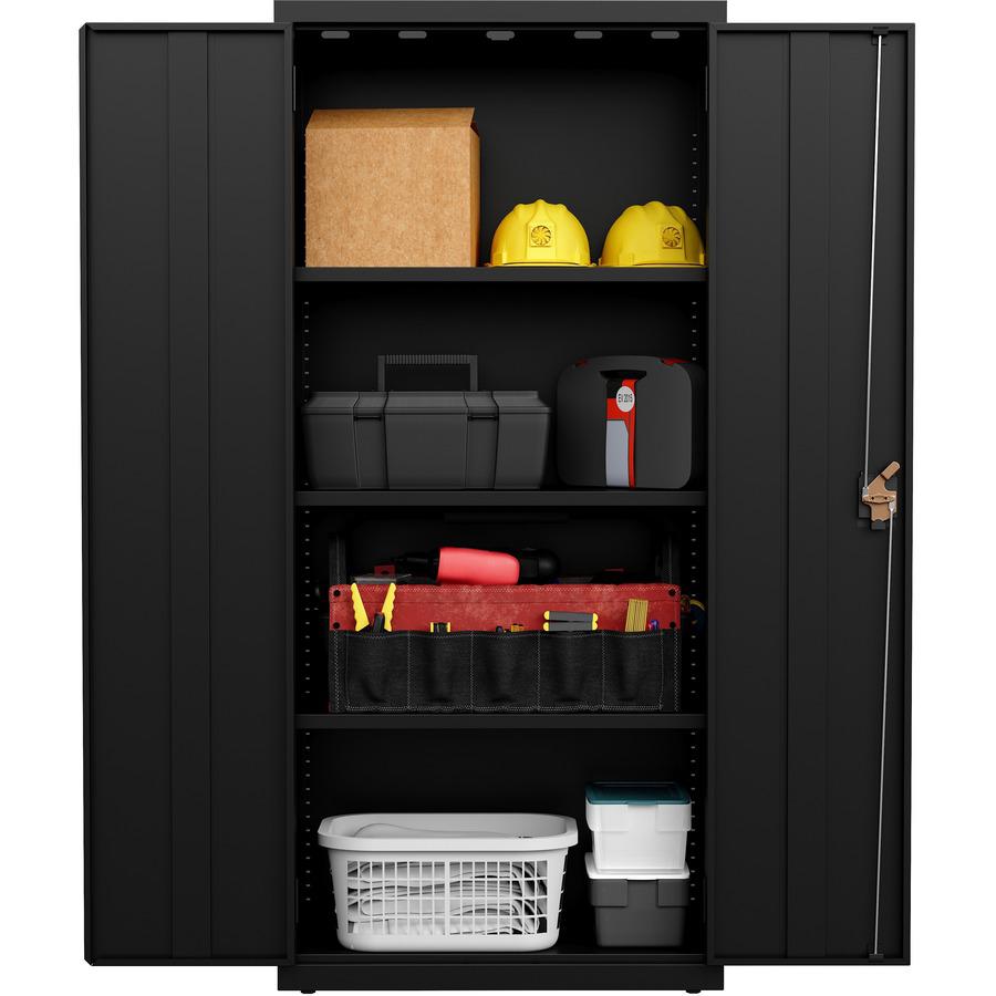 Lorell Fortress Series Slimline Storage Cabinet - 30" Width x 15" Depth x 66" Height - 4 x Shelf(ves) - 720 lb Load Capacity - Durable, Welded, Nonporous Surface, Recessed Handle, Removable Lock, Lock. Picture 8