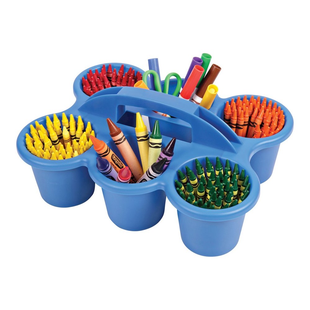 Deflecto Antimicrobial Kids 6 Cup Caddy - 6 Compartment(s) - 5.29" Height x 12.07" Width x 9.55" Depth - Lightweight, Portable, Antimicrobial, Easy to Clean, Handle, Stackable, Mildew Resistant - Blue. Picture 3