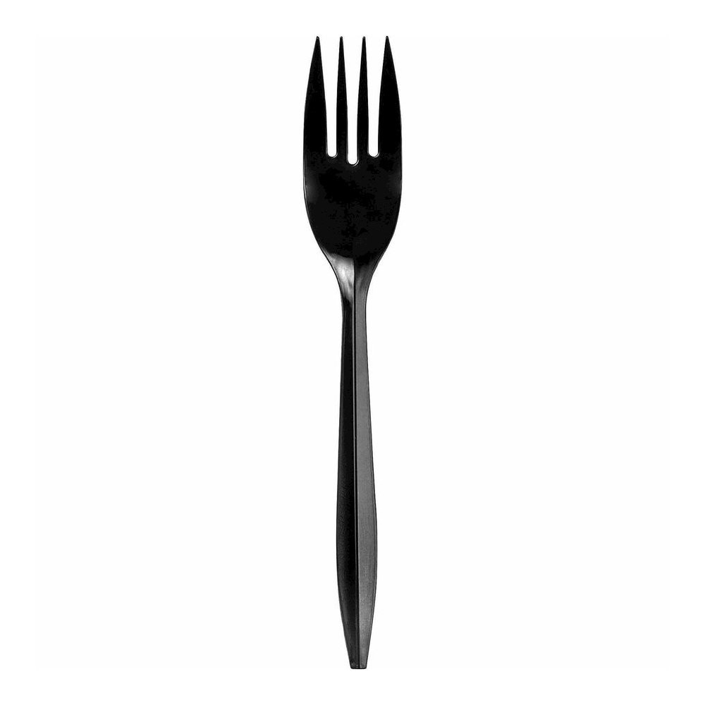 Genuine Joe Medium-weight Individually Wrapped Forks - Fork - Breakroom - Disposable - Polypropylene - Black - 1000 / Carton. Picture 4