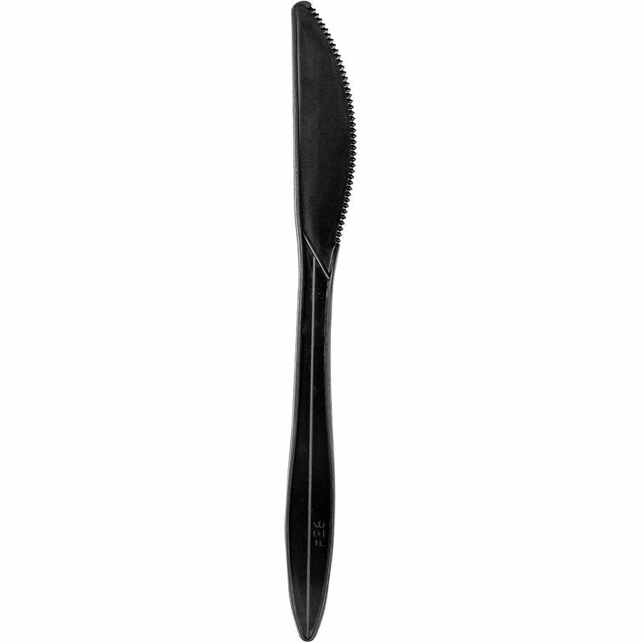 Genuine Joe Medium-weight Individually Wrapped Knives - Knife - Breakroom - Disposable - Black - 1000 / Carton. Picture 6