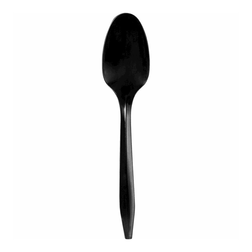 Genuine Joe Medium-weight Individually Wrapped Teaspoons - Teaspoon - Breakroom - Disposable - Black - 1000 / Carton. Picture 4
