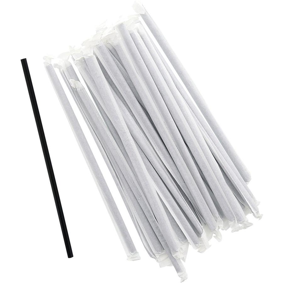 Banyan Black Straws - Wrapped - 7.8" Length - Black - 5000 / Carton. Picture 5