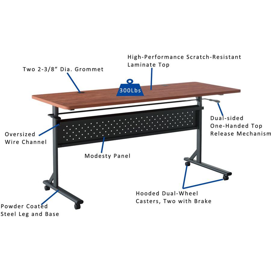 Lorell Shift 2.0 Flip and Nesting Mobile Table - Laminated Rectangle Top - 198 lb Capacity - 60" Table Top Length x 24" Table Top Width x 1" Table Top Thickness - 29.50" Height - Assembly Required - C. Picture 14