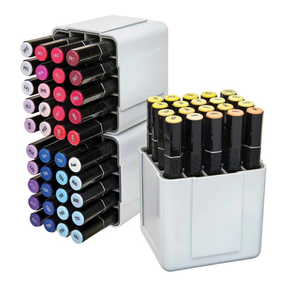Deflecto Interlocking Marker Organizer - 4.30" Height x 4.40" Width x 3.40" Depth - Desktop - Portable, Stackable - White - Acrylonitrile Butadiene Styrene (ABS) - 1 Each. Picture 5
