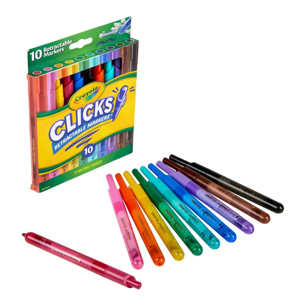 Crayola Marker - Retractable - Washable - Assorted Ink - Water Based - Assorted Plastic Barrel - 10 / Pack. Picture 2