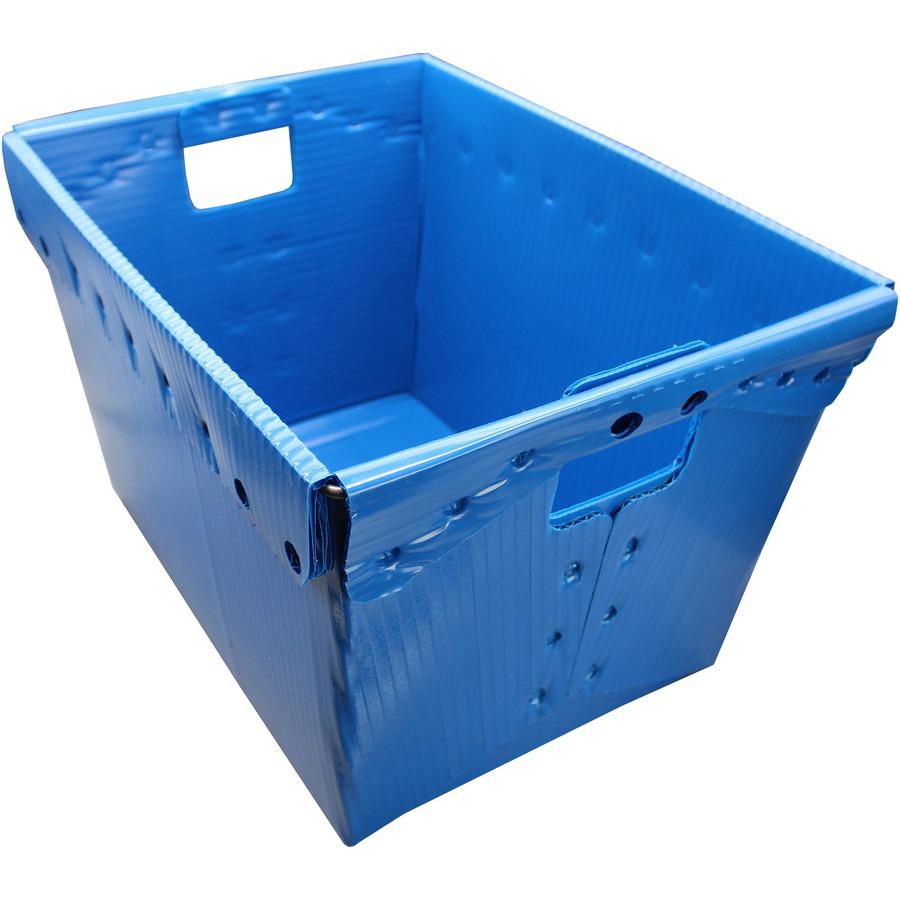 Flipside Primary Assorted Plastic Storage Postal Tote - 4 Pack - x 13.3" Width x 11.6" Depth x 18.3" Height - 11 gal - Lid Closure - Rugged - Plastic - Assorted - For Moving, Storage - 4 / Pack. Picture 5